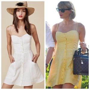 NEW Reformation Amery Dress White Linen Mini Sz 6